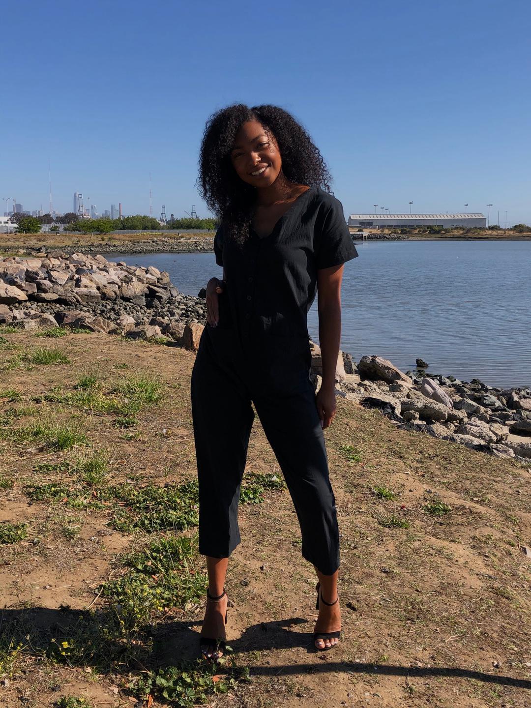 Short Sleeve Light Black Jumpsuit