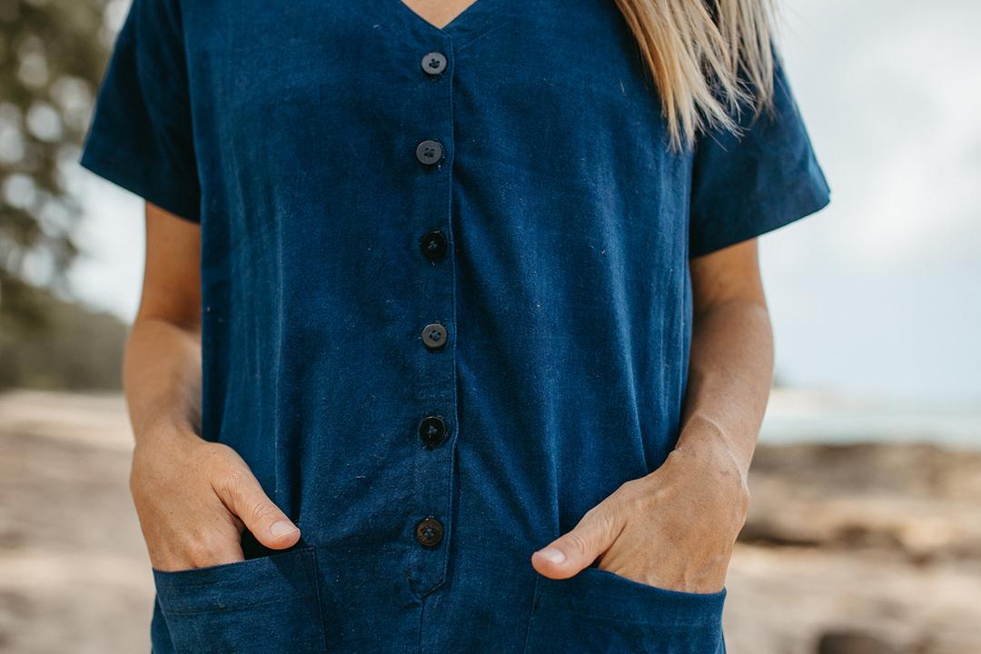 Short Sleeve Light Indigo Jumpsuit