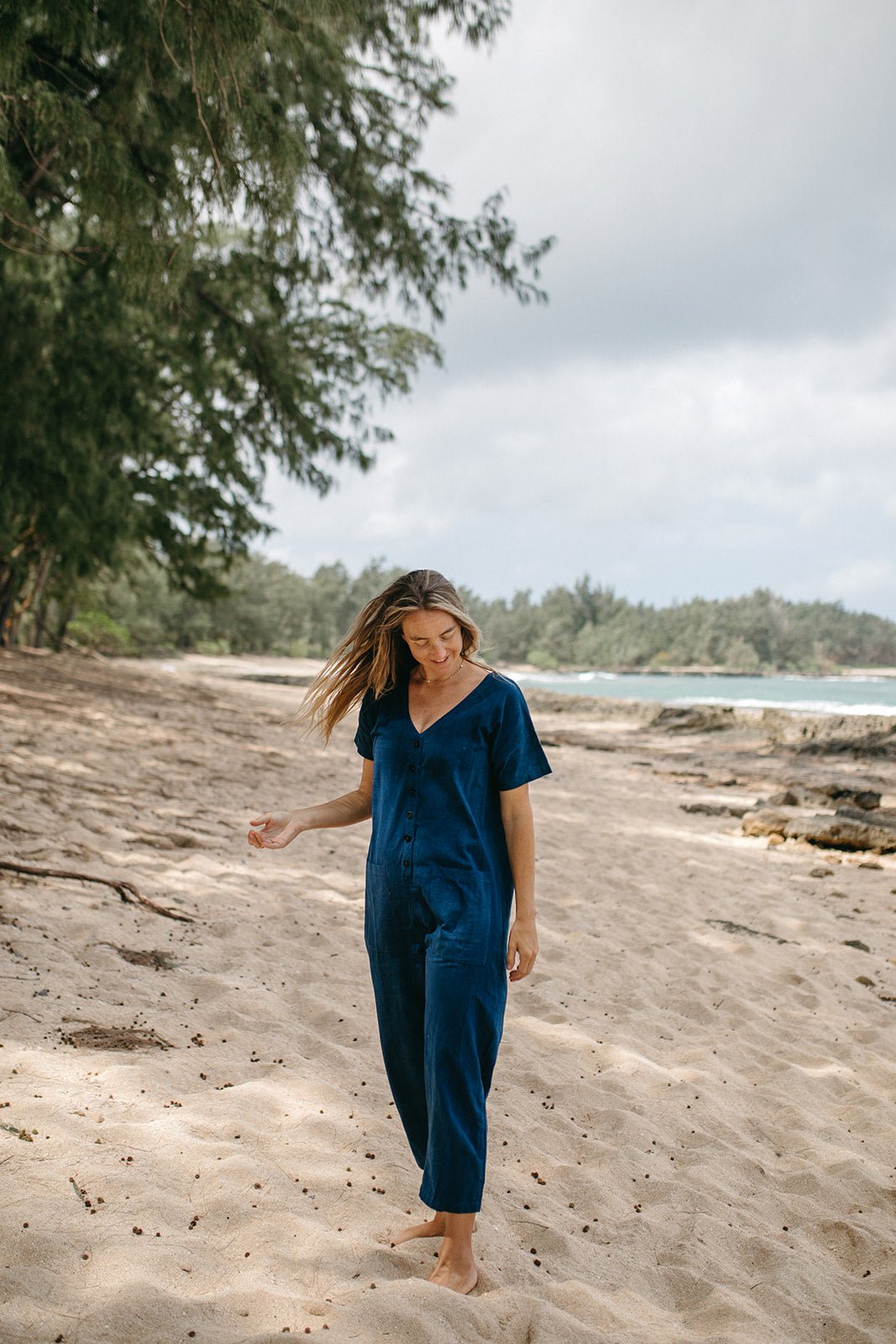 Short Sleeve Light Indigo Jumpsuit