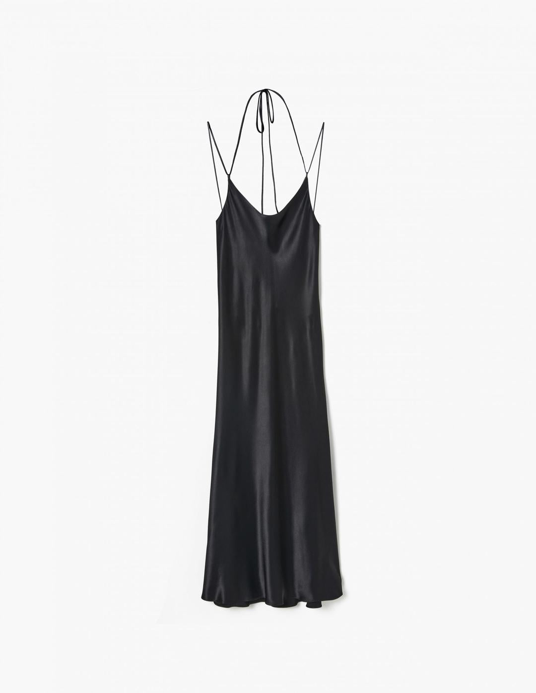 Bias-Cut Spaghetti-Straps Detailing Slip Dress